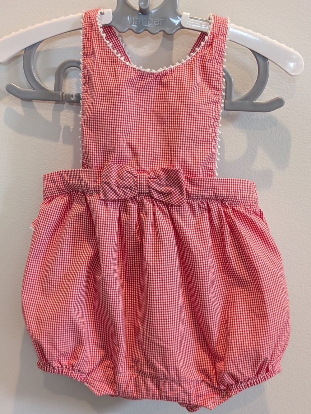 Janie and Jack | Red and White Gingham Check Bubble Romper | 3-6 Months